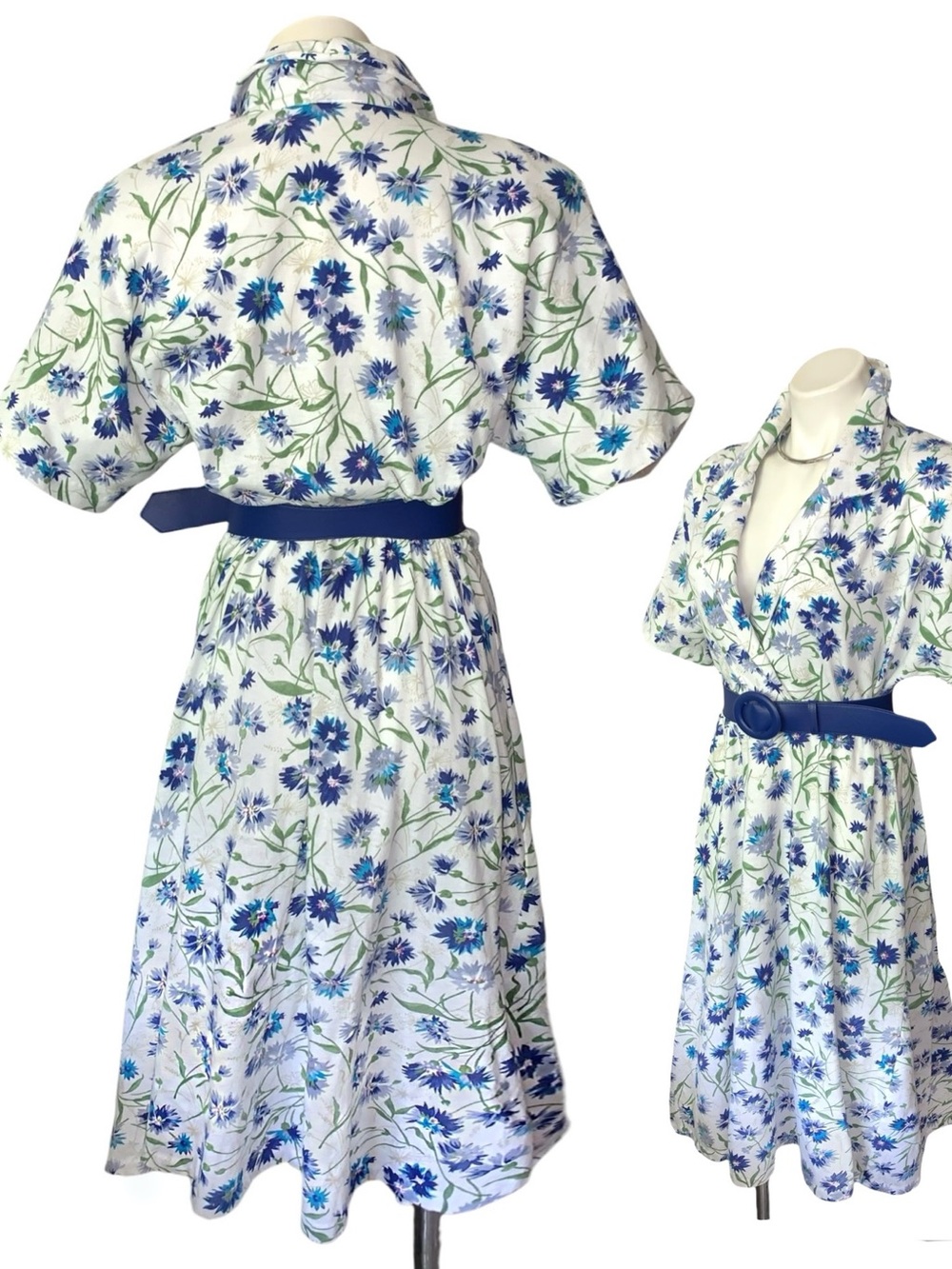 v i n t a g e :: Floral Cottagecore Cornflower Shirtdress - Picture 5 of 14